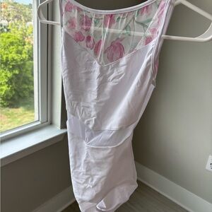 Floral Mesh White Leotard